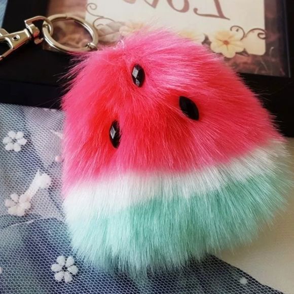 K Watermelon Pom Pom Key Chain - Picture 3 of 6